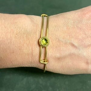 Rare Alex & Ani green lime birthstone gold bangle bracelet